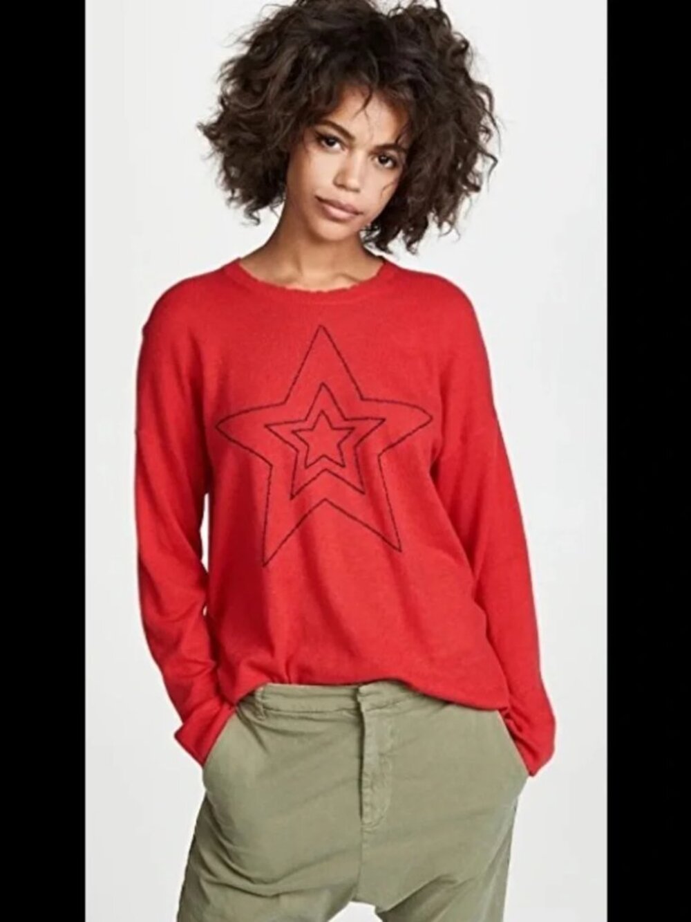 SUNDRY Red Star Cashmere Wool  Sweater Small